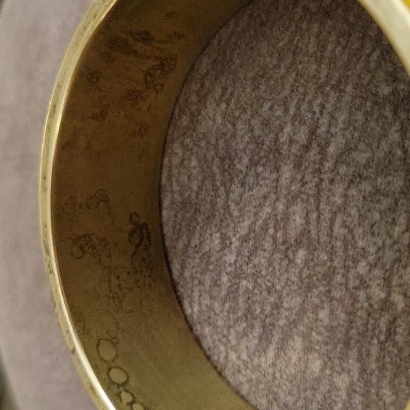 VTG 1970s Tricolor Inlay Brass Chunky Wide Bangle Bracelet - Picture 7 of 8